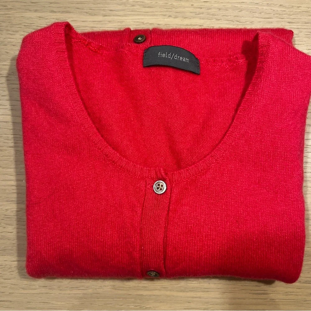 100% Cashmere Raspberry Pink/Red Button-Up Cardigan•size medium - Picture 2 of 12